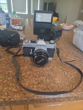 1975 Canon TX 35mm Vintage Silver & Black Film Camera